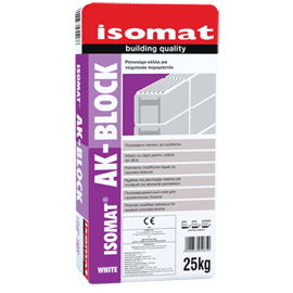 ISOMAT AK-BLOCK Υψηλής ποιότητας, ρητινούχα τσιμεντοειδής κόλλα για τοιχοποιία πορομπετόν